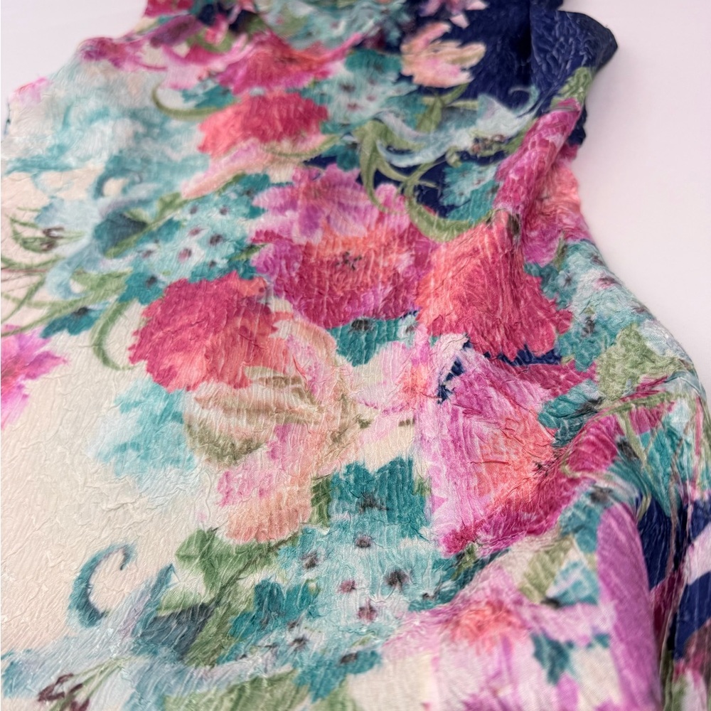 Komarov Floral Lace Maxi Dress Crinkle Satin Corset Back Cottagecore Romantic SM - Picture 8 of 15